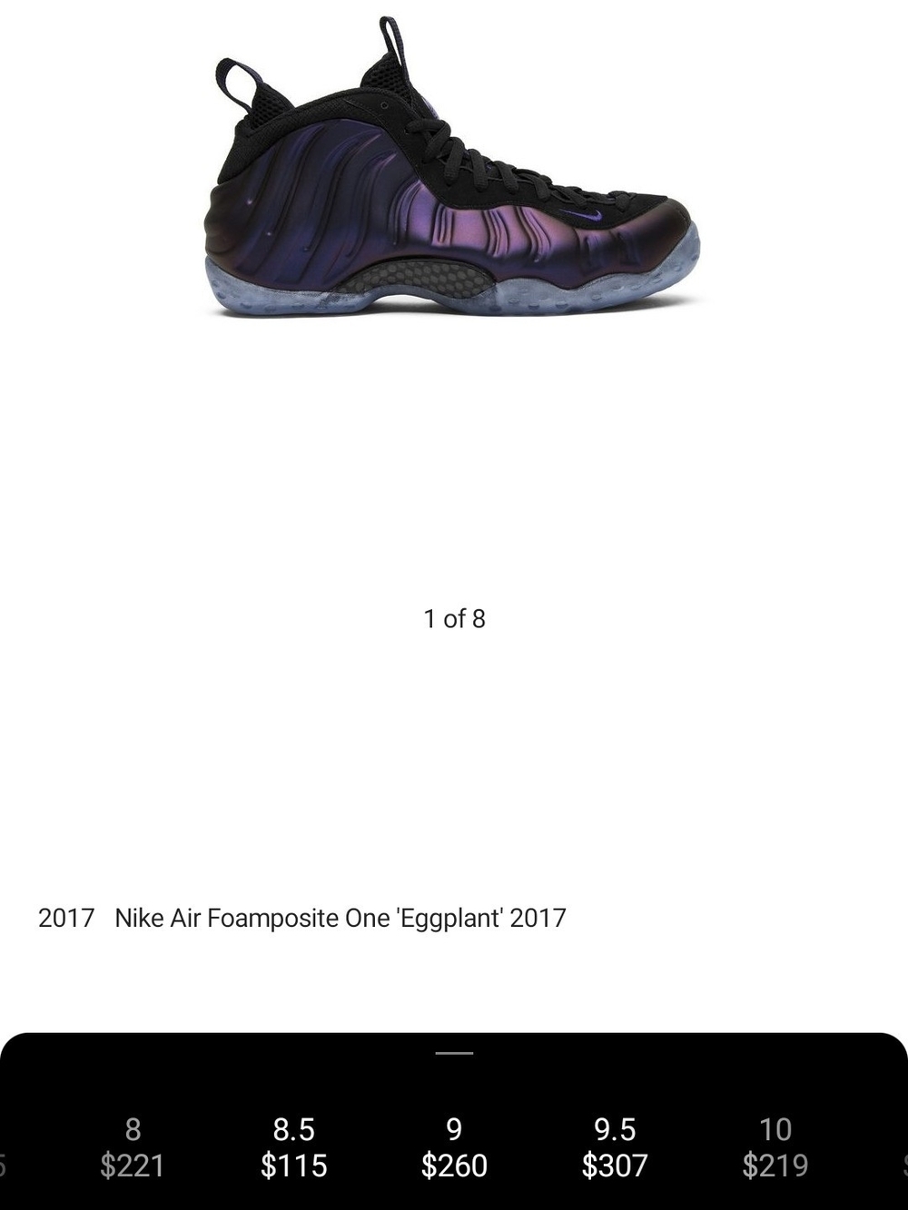 Nike Foamposite One Eggplant 2017 Basketball Shoes - Picture 8 of 8